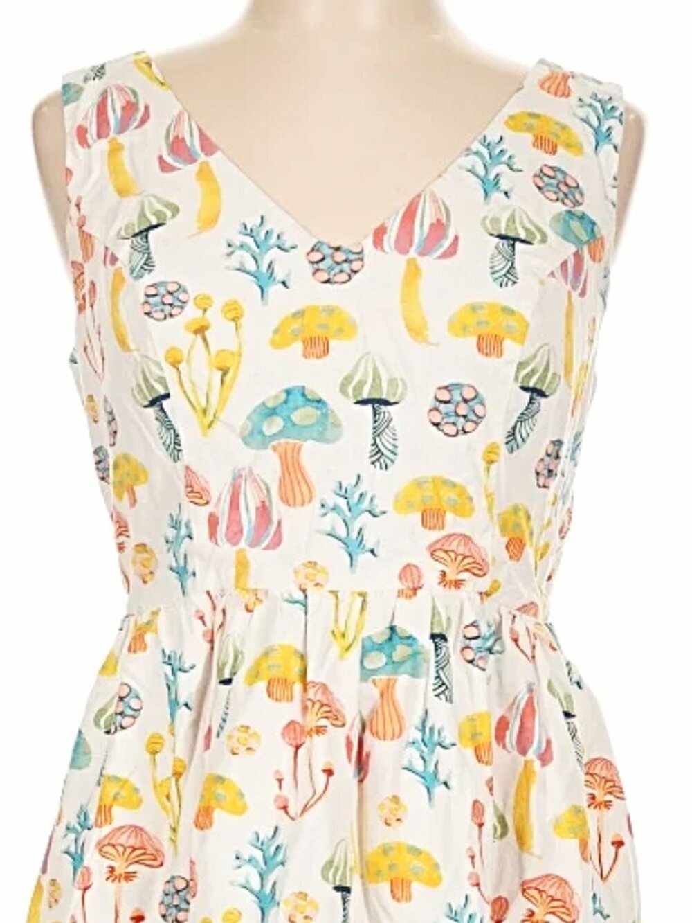 ModCloth White Dress with Multicolor Mushroom Print - Picture 6 of 6